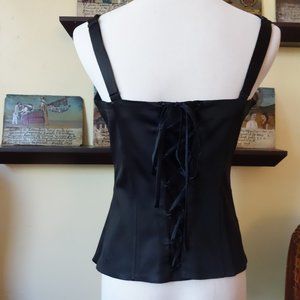 BCBG MAX AZRIA - black satin corset - sexy! Halloween witch or pirate?
